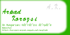 arpad korozsi business card